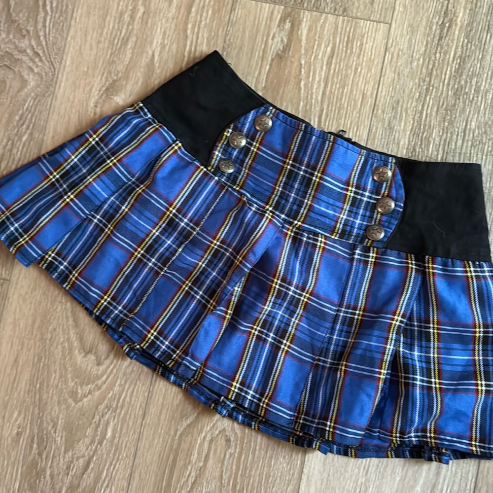 Royal Bones plaid blue mini skirt